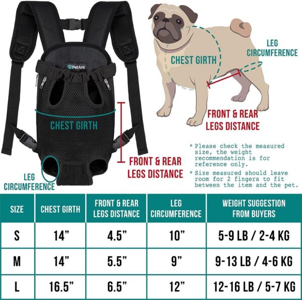 PetAmi Dog Carrier Backpack, Adjustable Dog Pet Cat Front Carrier Backpack | Ventilated Dog Chest Carrier for Hiking Camping Travel, Sling Bag for Small Medium Dog Cat Puppies, Small, 5-9 lbs, Purple - Image 2