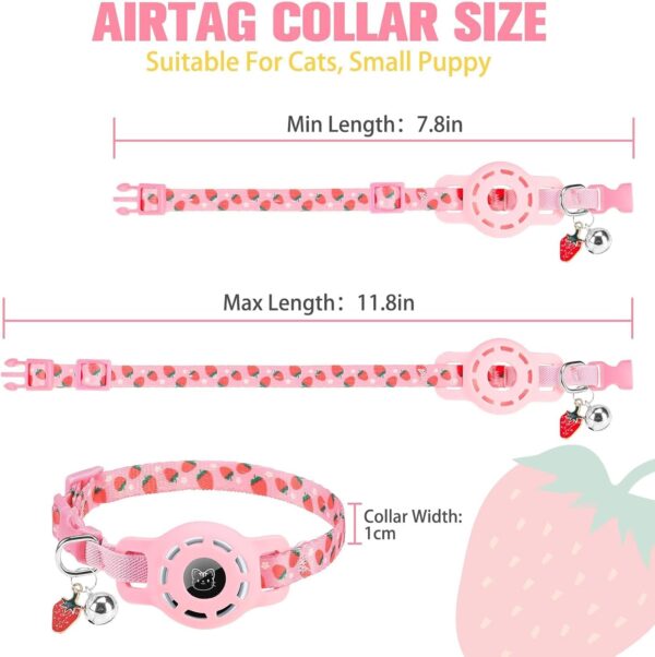 BINGPET AirTag Cat Collar with Bells, Upgraded Safety Elastic Cat Collar with Airtag Cat Collar Holder, Anti-Lost Cat Collars for Girl Boy Cats, Anti-Suffocation Kitty Puppy Collars - Image 2