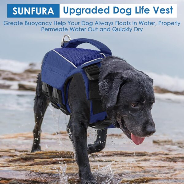 SUNFURA Dog Life Jacket, Reflective Dog Life Vest Dog Swimming Vest with High Flotation for Boating, Adjustable Lightweight Dog Life Preserver with Rescue Handle for Small Dogs, Blue XS - Image 6