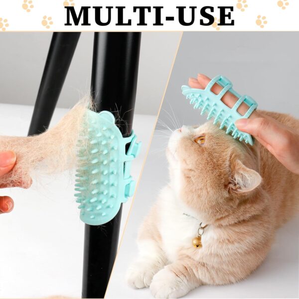 2 Pack Cat Self Groomer Cat Brush Hair Wall Scratcher Pet Rubbing Corner Grooming Combs Self Massage Cleaning Tool Indoor for Long & Short Fur Cats Glove Bathing Brush Dogs Blue - Image 2