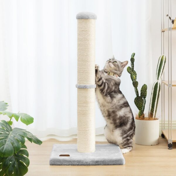 34inch Cat Scratching Post with Natural Sisal Rope 4.3Inch Large Diameter Scratcher Post Tree for Indoor Cats Grey - Image 6