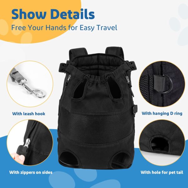 Dog Carrier Backpack - Legs Out Front - Facing Pet Carrier Backpack for Small Medium Large Dogs, Airline Approved Handsa - Canvas Mesh Free Cat Travel Bag (Large) - Image 3