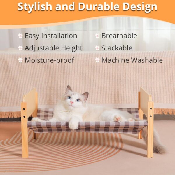 Durable Wooden Pet Bed, Stackable Pet Hammock for Cat & Small Dog - Adjustable Heights, Stylish Design, Easy to Clean - Image 2