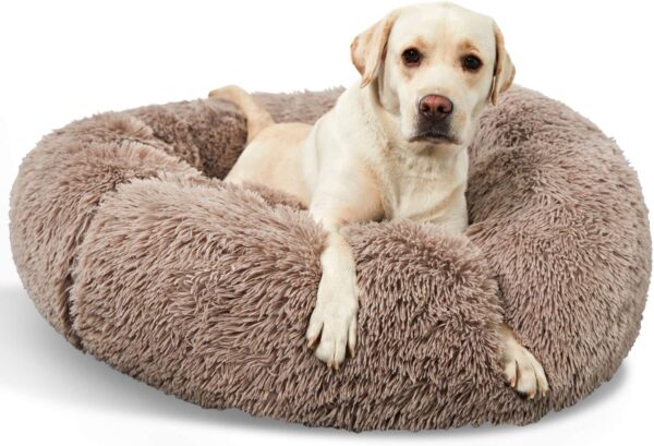 Washable Dog Round Bed Small, Donut Dog Bed Small Dog, Comfy Dog Calming Cuddler Bed