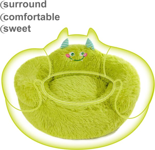 Jiupety Cute Calming Dog and Cat Bed, Indoor High Bolster Donut Dog Beds, Comfortable Plush Cuddler Dog Bed, M(24"x24"x14") Size for Small Dogs and Cats, Cute Cartoon Soft Bed, Green.… - Image 3