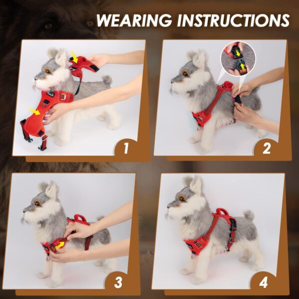 SlowTon No Pull Dog Harness, Heavy Duty No Choke Pet Harness with 2 Leash Clips and Easy Control Vertical Handle, Adjustable Soft Padded Dog Vest for Small, Medium and Large Dogs (Red, Large) - Image 7