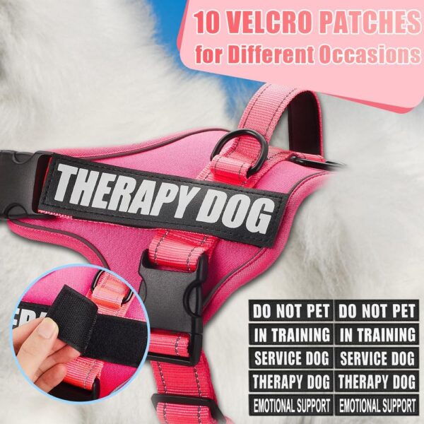 Dog Vest Harness and Leash Set, Animire Reflective Service Dog Vest with 10 Patches, 3 Rings No Choke Pet Vest for Leash Placement, in Training Dog Harness for Small Medium Large Dogs(Hot Pink,M) - Image 6