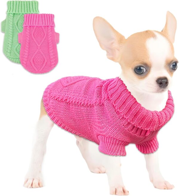 2 Pieces Chihuahua Clothes Dog Clothes for Small Dogs Girl Dog Sweaters for Small Dogs Cute Puppy Cat Clothes Turtleneck Thick Warm Clothes for Yorkie Cat Extra Small Dog Clothes (XX-Smal)