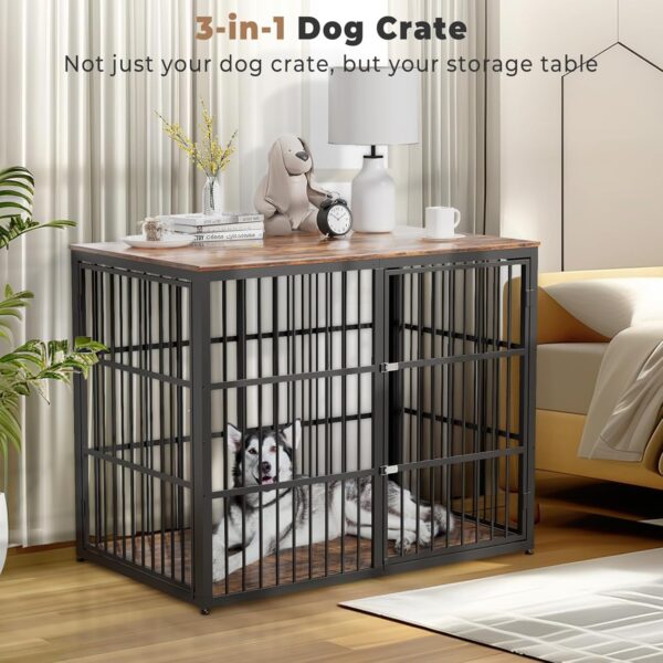 48'' Dog Crate Furniture with 3 Doors,Wooden Dog Crate End Table Heavy Duty Indoor Combination Dog Cage for Medium to Large Dogs, Multiple Units Can be Combined - Image 5