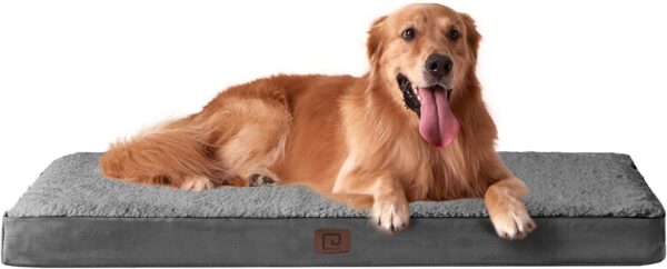 EHEYCIGA Orthopedic Dog Beds for Large Dogs with Removable Washable Cover for Crate, Grey, 35x23