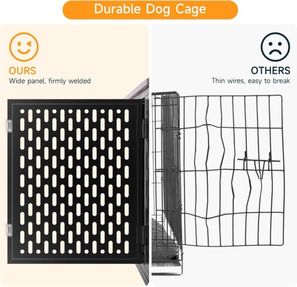 Dog Crate Furniture for Large and Medium Dogs, 43.7 Inch Dog Crate with Cushion & Wheels, Decorative End Table Pet House for Large/Medium/Small Dog, Rustic Brown - Image 5