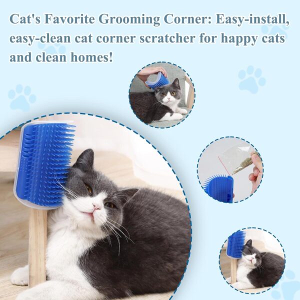 4 Pcs Cat Grooming Kit: Self-Cleaning Slicker Cat Brush, Deshedding Glove, and Cat Corner Massagers for Effortless Shedding, Detangling, and Relaxing Massage - Ideal for Long and Short-Haired Cats - Image 4