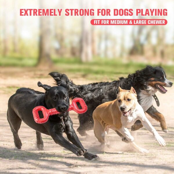 Dog Toys for Aggressive Chewers Large Breed 15 inch Interactive Dog Toy Large Long lasting Dog Toys with Convex Design Natural Rubber Tug-of-war Toy for Medium Large Dogs Tooth Clean(Red) - Image 6