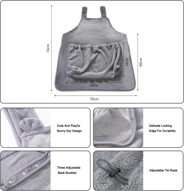 Cat Carrier Apron, Pet Carrier Apron for Cats and Small Dogs, Hands Free Adjustable Cat Pouch Apron, Soft Breathable Washable Cat Sling Carrier for Indoor Outdoor Use, Cozy Pet Cat Sleeping Bag Apron - Image 3