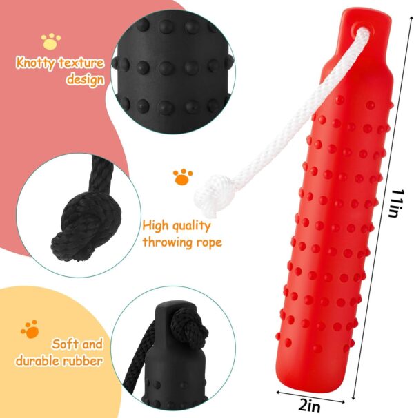 4 Pcs Dog Training Bumper with Throw Rope 11 x 2 Inch Dog Retriever Training Dummy Dog Toys Standard Size Duck Dog Hunting Training Tool for Hunting and Sporting Dogs (Orange and Red) - Image 2