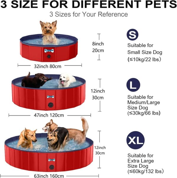 V-HANVER Dog Pool Pets Bathing Tub Plastic Wading Kiddie Pool for Medium and Large Dogs Kids - Portable Foldable Collapsible, 55.1 X 12 inch - Image 6