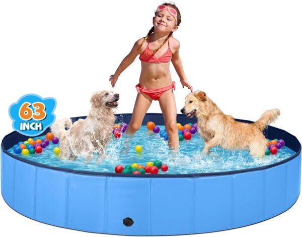 Jecoo Dog Pool for Large Dogs Kiddie Pool Hard Plastic Professional Dog Bathing Tub Kids Swimming Pool for Pets and Dogs