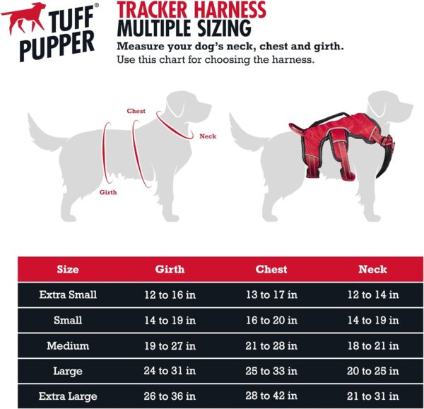 Tuff Pupper Updated for 2024 - Tracker No Escape Dog Harness | Dual Escape Proof Leash Attachments | 5 Point Adjustable Fit Harness for Dogs | Padded Dog Harness for Comfort | Handle Dog Lift Harness - Image 2