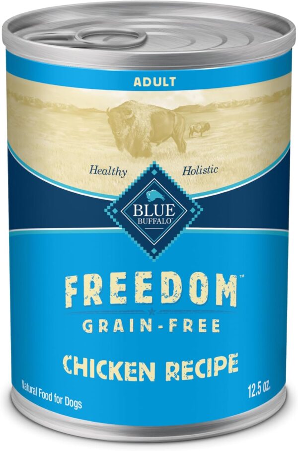 Blue Buffalo Freedom Grain-Free Wet Dog Food, Free of Glutens & Artificial Preservatives, Made with Natural Ingredients, Chicken Recipe, 12.5-oz. Cans (12 Count)