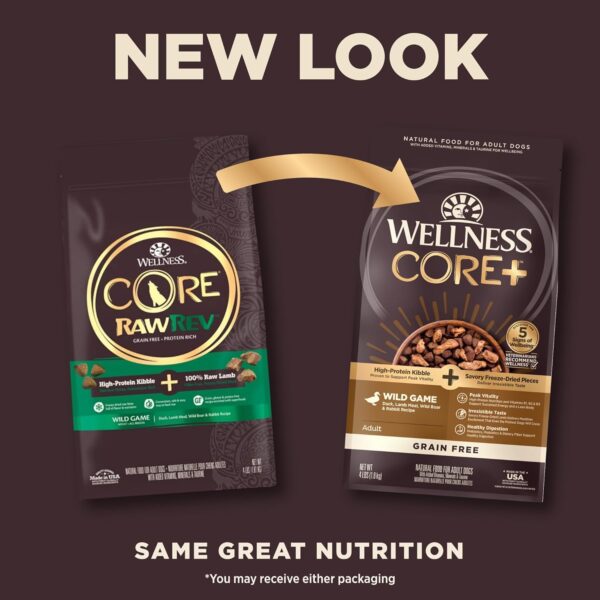 Wellness CORE+ Natural Grain Free Dry Dog Food, Wild Game Duck, Wild Boar & Rabbit with Freeze Dried Lamb, 4-Pound Bag - Image 3