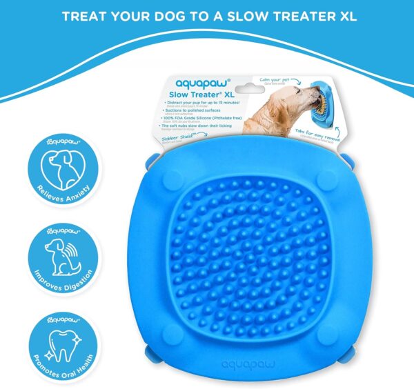 Aquapaw Premium XL Licking Mat with Suction Cups | Dog Must Haves - Non-Slip Slow Feeding Mat for Food, Treats & Peanut Butter | Bathing Supplies - Anxiety Relief & Boredom Reducer | Lick Pad - Blue - Image 5