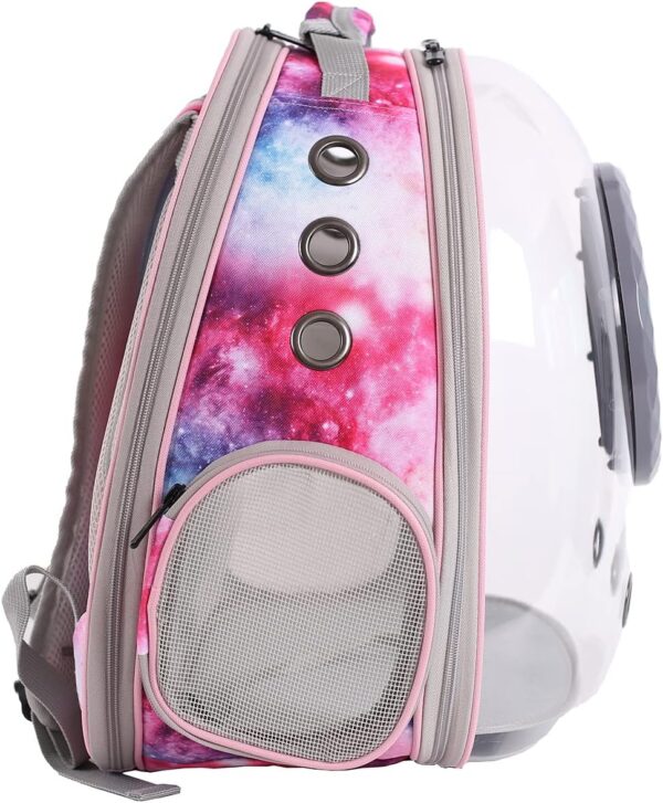 Cat Bubble Backpack Carrier, Galaxy Theme Space Capsule Astronaut Bubble Backpack for Kitten Bunny Airline Approved Travel Hiking Camping Cat Book Bag (Galaxy Pink, Bubble Window) - Image 4