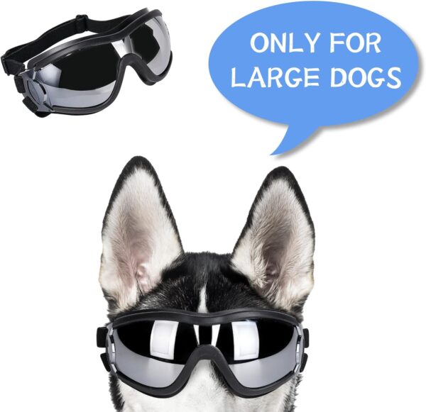 NVTED Dog Sunglasses/Goggles, UV/Wind/Dust/Fog Protection Pet Glasses Eye Wear with Adjustable Strap for Medium or Large Dog (Pack of 1) - Image 8