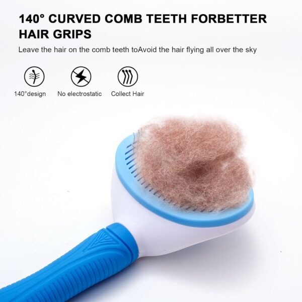 Self Cleaning Slicker Brush, Cat and Dog Brush, Indoor Cat and Dog Grooming Shed Brush, Easy to Remove Loose Undercoat, Used for Long Hair and Short Hair Cat and Dog Hair Removal Brushes, with Massage - Image 4