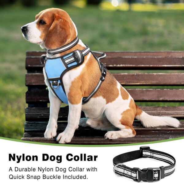 WINSEE Dog Harness No Pull, Pet Harnesses with Dog Collar, Adjustable Reflective Oxford Outdoor Vest, Front/Back Leash Clips for Small, Medium, Large, Extra Large Dogs, Easy Control Handle for Walking - Image 2