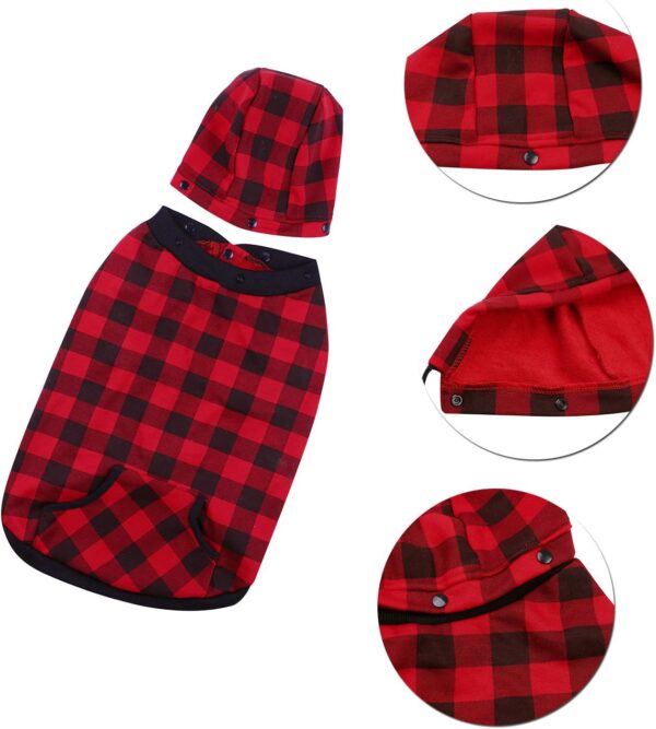 PAWZ Road Large Dog Plaid Shirt Coat Hoodie Pet Winter Clothes Warm and Soft Red 3XL - Image 7