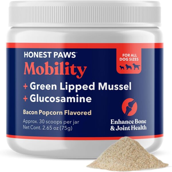 Honest Paws Joint Supplement for Dogs - Glucosamine for Dogs - Enhance Bone Health Mobility Lubricate Joints - Green Lipped Mussel, Glucosamine, Fish Oil, Chondroitin Sulfate, MSM, Vitamin C