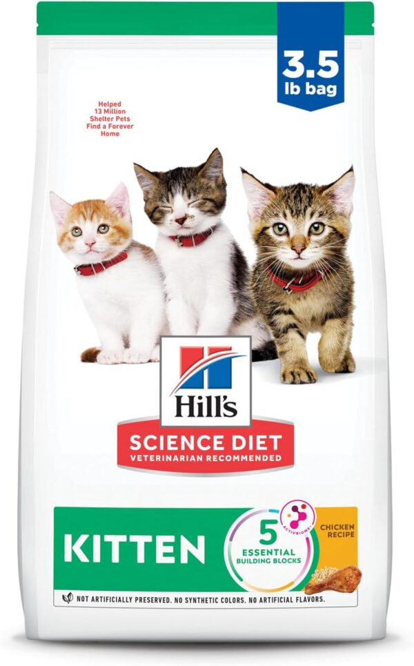 Hill's Science Diet Kitten, Kitten Premium Nutrition, Dry Cat Food, Chicken Recipe, 3.5 lb Bag