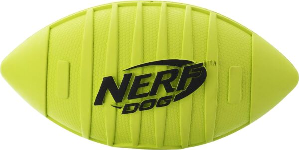 Nerf Dog Rubber Football Dog Toy with Squeaker, Lightweight, Durable and Water Resistant, 7 Inch Diameter for Medium/Large Breeds, Single Unit, Green, Model:6997 - Image 2