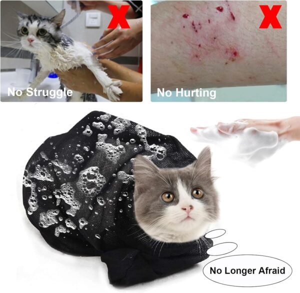 ASOCEA Cat Bathing Bag Adjustable Cat Grooming Mesh Bag Breathable Restraint Shower Bag Anti-Bite and Anti-Scratch for Bathing Nail Trimming Injecting Ears Clean Medicine Taking - Image 5