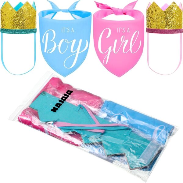 2 Pieces It's a Boy It's a Girl Dog Bandana Gender Reveal Baby Announcement Dog Bandana and 2 Pieces Pet Crown Dog Hat Photo Props for Dog Puppy Cat (Blue, Pink) - Image 8