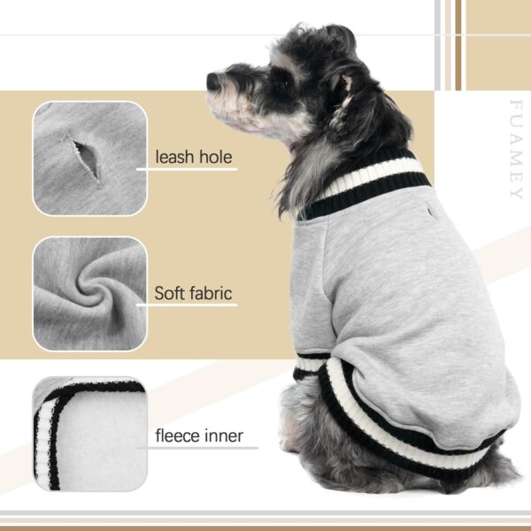 FUAMEY Dog Pullover Sweatshirt，Dog Winter Sweaters Warm Dog Clothes Dog Vest Thick Puppy Pullover Soft Pet Fleece Sweater Cute Doggie Boy Girl Outfit for Small Medium Dogs Grey S - Image 5