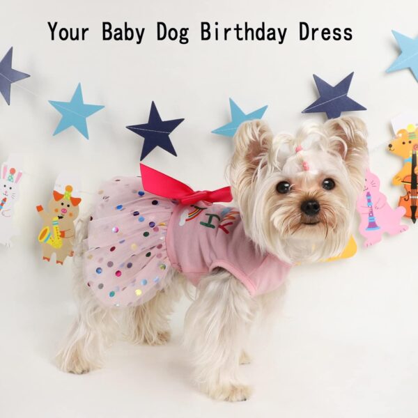 Dog Dress Birthday Clothes for Small Medium Dogs, Print Colorful Polka Dot Mesh Dresses Girl Dog Clothes, Summer Tutu Princess Pet Puppy Clothing Doggie Outfits Cat Apparel, XX-Large, Pink - Image 5