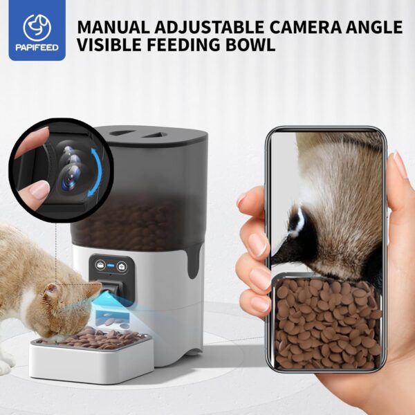 Automatic Cat Feeder with Manual Camera:2.4G WiFi Auto Pet Feeder with Video,Automatic Cat Food Dispenser with Two-Way Audio,Detachable for Easy Clean,1-10 Meals Per Day for Small Dog - 6L/25 Cup - Image 3