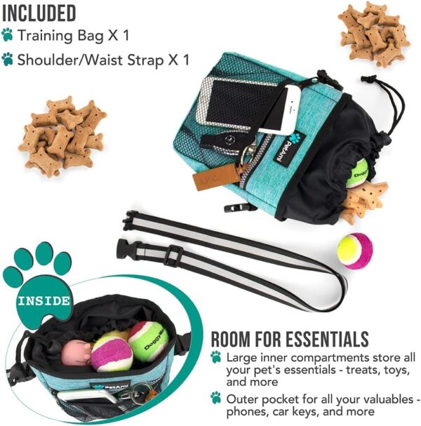 PetAmi Dog Treat Pouch | Dog Training Pouch Bag with Waist Shoulder Strap, Poop Bag Dispenser | Treat Training Bag for Treats, Kibbles, Pet Toys | 3 Ways to Wear (Turquoise) | No bowl included - Image 2