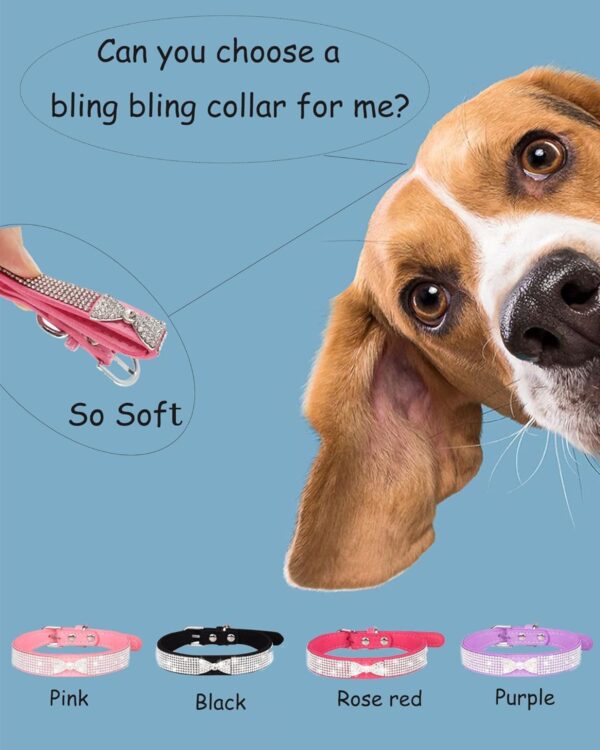 Bling Dog Collars for Small Dogs, Rhinestone Pet Collars, Pink Diamond Puppy Collar for XXS XS Small Medium Large Female Dogs Girl Cats - Image 3