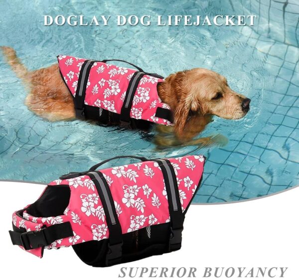 Doglay Dog Life Jacket, Dog Life Vest for Swimming Boating, Adjustable Puppy Life Jacket with Reflective Stripes, Superior Buoyancy Dog Swimming Vest for Small Medium and Large Dogs - Image 5