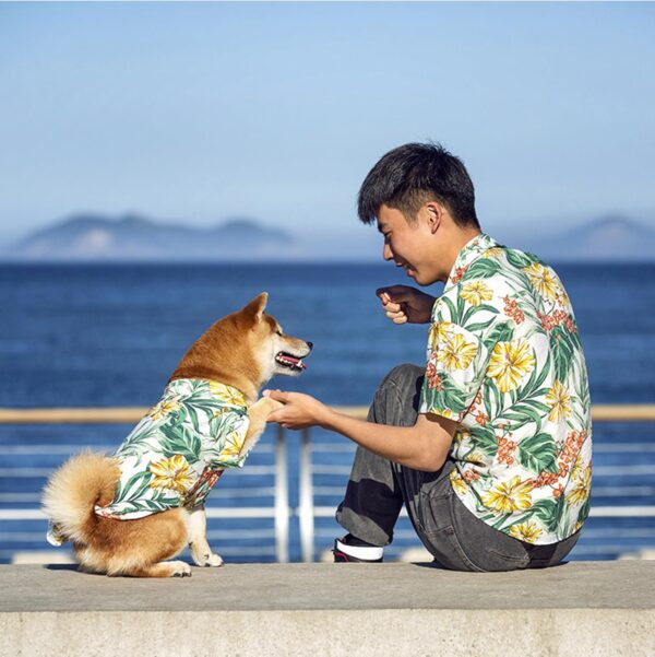 Hawaii Dog Shirt, Pet Summer T-Shirts Dog Style Floral Breathable Cool Clothes Hawaiian Shirts for Small Dogs and Cats Owner and Pet Shirts are Sold Separately - Image 7