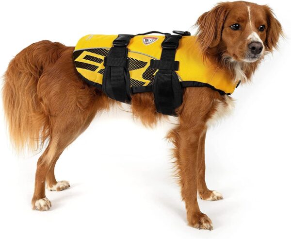 Ezydog DFD Dog Life Jacket - Adjustable Swimming Safety Vest with Reflective Trim & Durable Grab Handle - 50% More Flotation Material - Medium, Yellow - Image 2