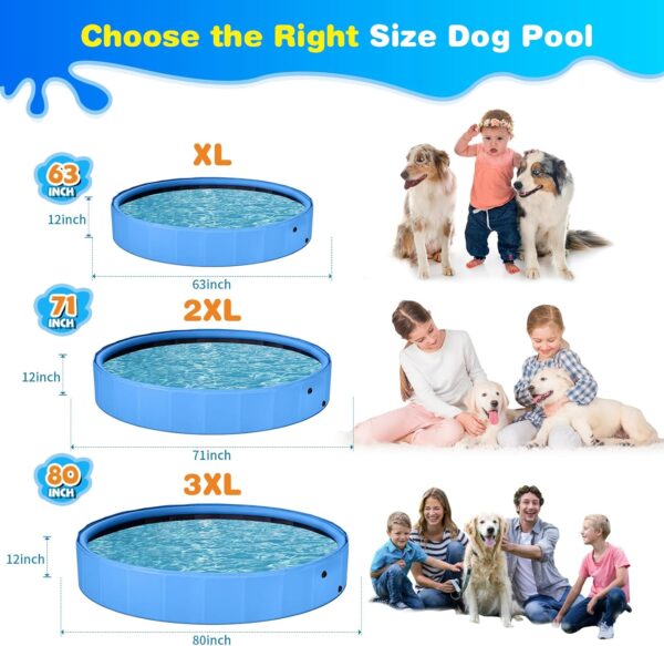 Jecoo Dog Pool with Sprinkler, Large 2-in-1 Foldable Dog Pool for Large Dogs Non-Slip Kiddie Pool Hard Plastic for Outdoor Backyard (71"x12") - Image 3