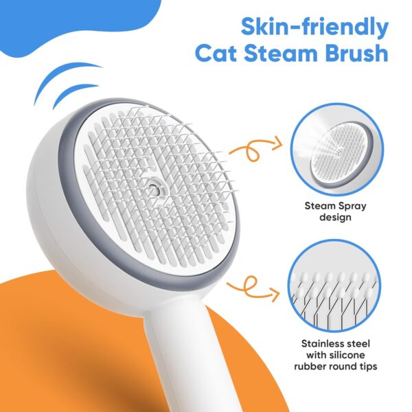 Pet Steam Brush, Cat & Dog Brush for Shedding, Cat Steam Brush, Cat Hair Brush, Steam Brush for Cats, Steam Cat Brush with Release Button and Tank - Image 2