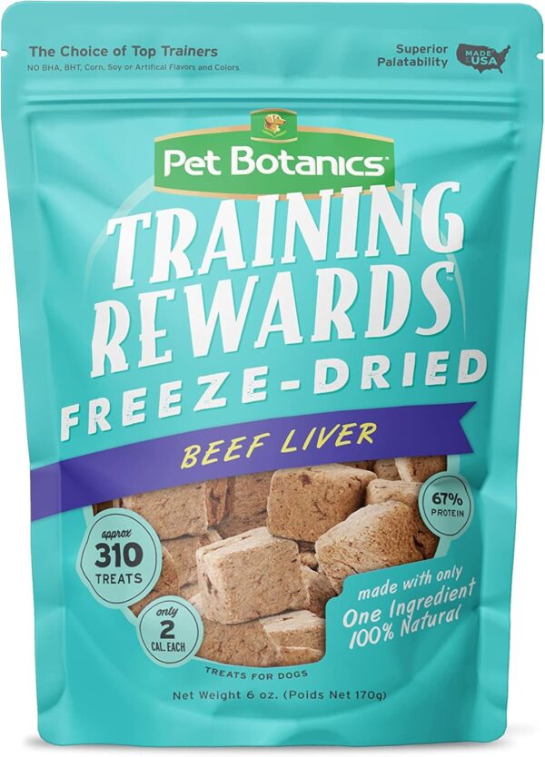 Pet Botanics 6 Oz. Pouch Training Reward Freeze Dried, Beef Liver Flavor, with 310 Treats Per Bag, The Choice of Top Trainers