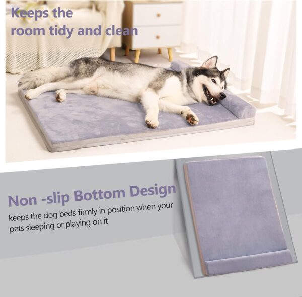 JoicyCo Dog Bed for Medium Dogs with Pillow Orthopedic Pet Bed Mattress 31.5 inch Joint Relief Pet Sleeping Mat, Non Slip Removable Washable Cover, Lilac Grey - Image 3