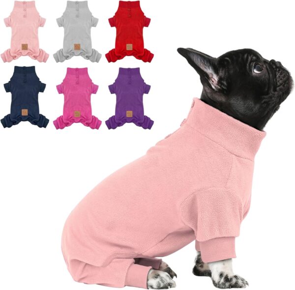 cyeollo Dog Pajamas Warm Fleece Dog Coat Stretchy Jumpsuit Thermal Winter Dog Clothes Doggie Sweater Coats Pjs for Small Dogs Apparel, Pink XL