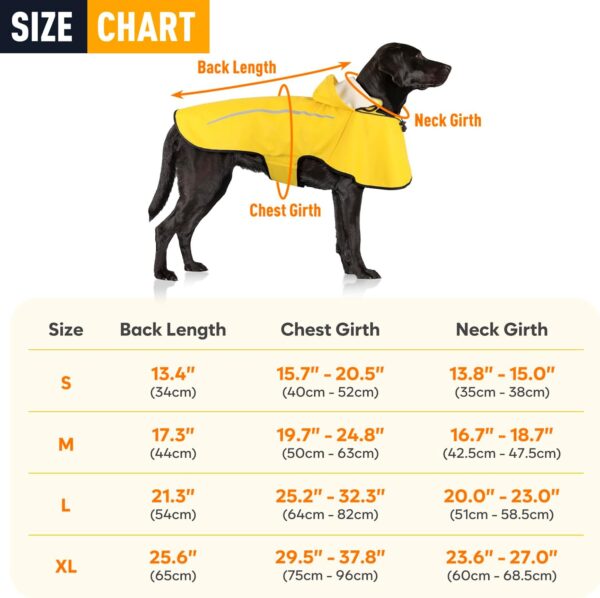 Dog Raincoat, Waterproof Raincoat with Removable Hoodie, Dog Rain Coats Windproof Snowproof, Dog Rain Jacket with Reflective Strip/Adjustable Drawstring/Leash Hole for Dog Walking (Yellow, X-Large) - Image 6