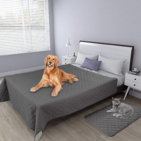 Easy-Going 100% Waterproof Dog Bed Cover Washable Couch Cover Non-Slip Sofa Cover Leakproof Blanket Furniture Protector Cover Reusable Incontinence Bed Underpads for Pets Kids Dog Cat(68x82 in,Gray) - Image 2